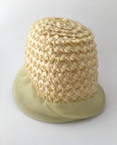 Vintage Yellow Hat Millinery Bucket Woven Straw Plastic Summer Accessory