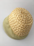 Vintage Yellow Hat Millinery Bucket Woven Straw Plastic Summer Accessory