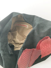 Suede Hobo Bag Tilapia Fish Skin Leather Handbag Slouch Bohemian Large Handbag Ethnic new handmade