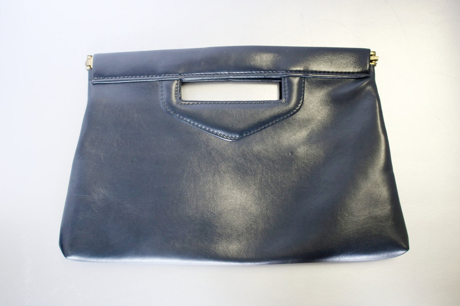 Navy Leather Clutch Handbag Vintage Accessories