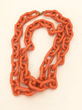 Orange Chain Link Necklace Vintage Plastic Jewelry