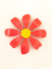Floral Tin Pin Big Flower Power Brooch Colorful Vintage Jewelry