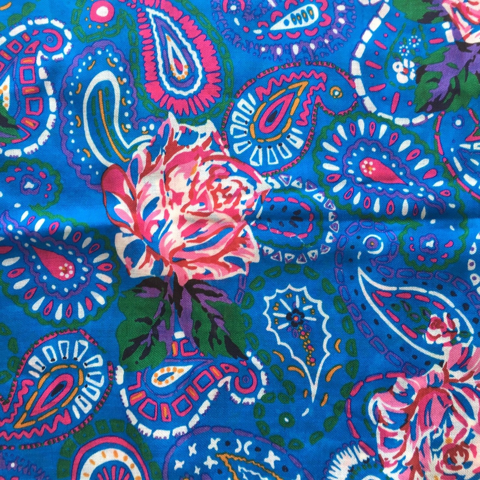 Echo Floral Colorful Wool Scarf Vintage Accessories made in Japan