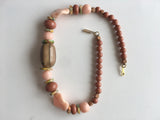 Pink Green Beaded Necklace Vintage Plastic Jewelry