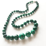 Malachite Gemstone Beaded Necklace Vintage Jewelry