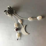 Baroque Pearls Floral Moon Ear Cuff - A Timeless Statement Piece