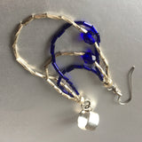 Zaffre Blue Silver Link Ear Cuff Single Earrings Vintage Jewelry