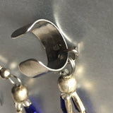 Zaffre Blue Silver Link Ear Cuff Single Earrings Vintage Jewelry