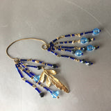 Blue Crystals Chandelier Single Earrings Vintage Jewelry