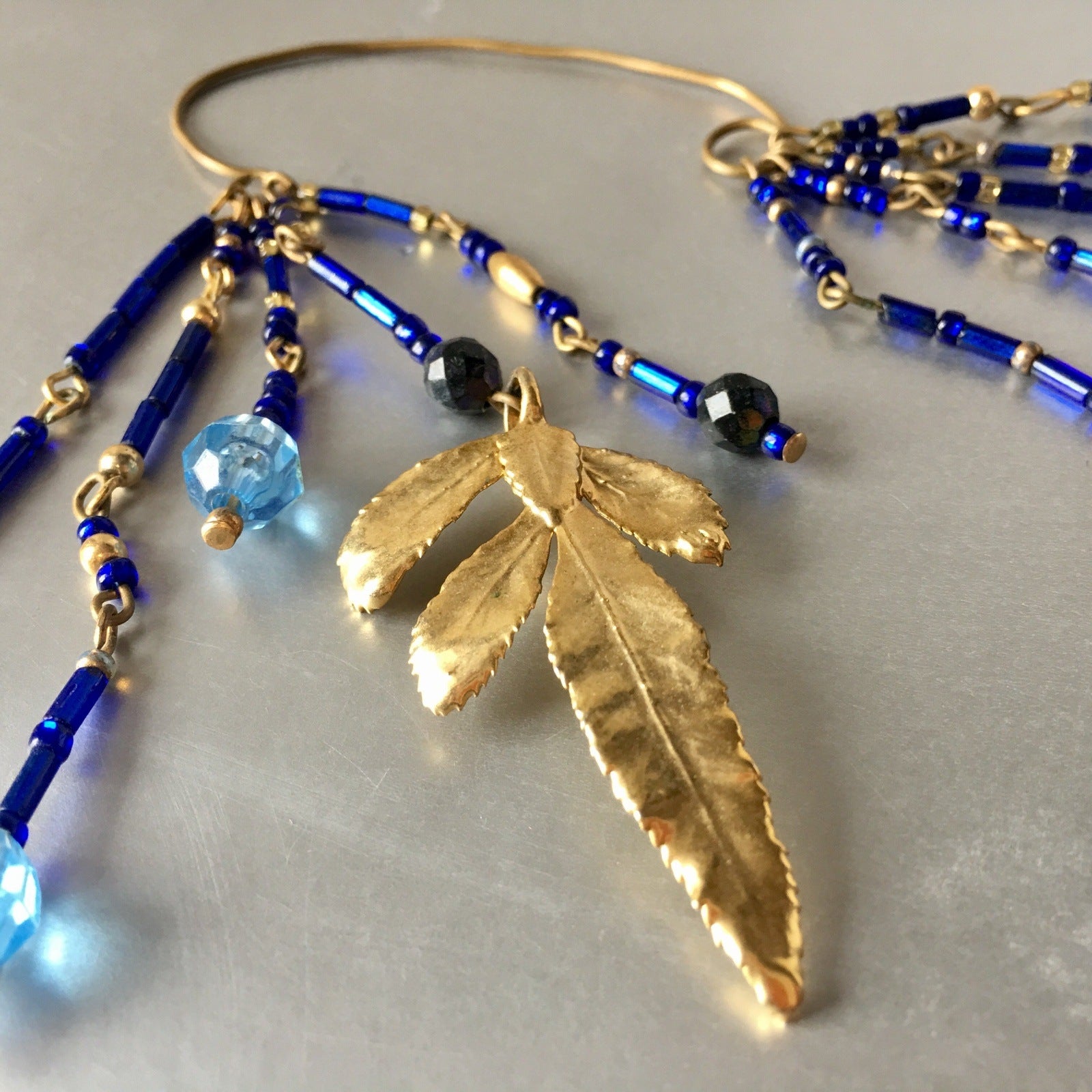 Blue Crystals Chandelier Single Earrings Vintage Jewelry