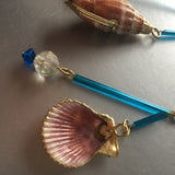 Sea Shells Blue Ear Cuff Single Earrings Vintage Jewelry