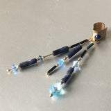 Lapis Lazuli Golden Ear Cuff Single Earrings Vintage Jewelry