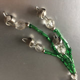 Green Silver Ear Cuff Single Earrings Vintage Jewelry