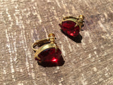 Miriam Haskell Vintage Red Rhinestone Earrings - Rare Luxury from the 20th Century