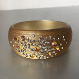 Iced Golden Brush Sparkling Bangle Bracelet Contemporary Plastic Jewelry