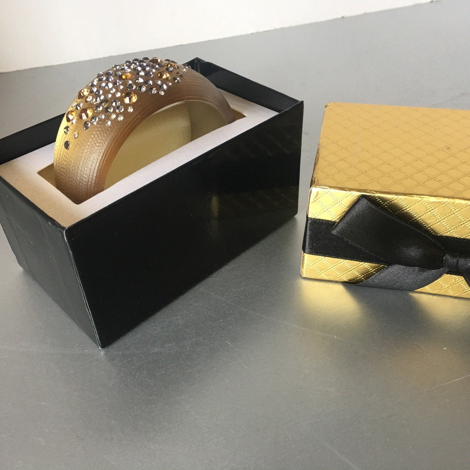 Iced Golden Brush Sparkling Bangle Bracelet Contemporary Plastic Jewelry