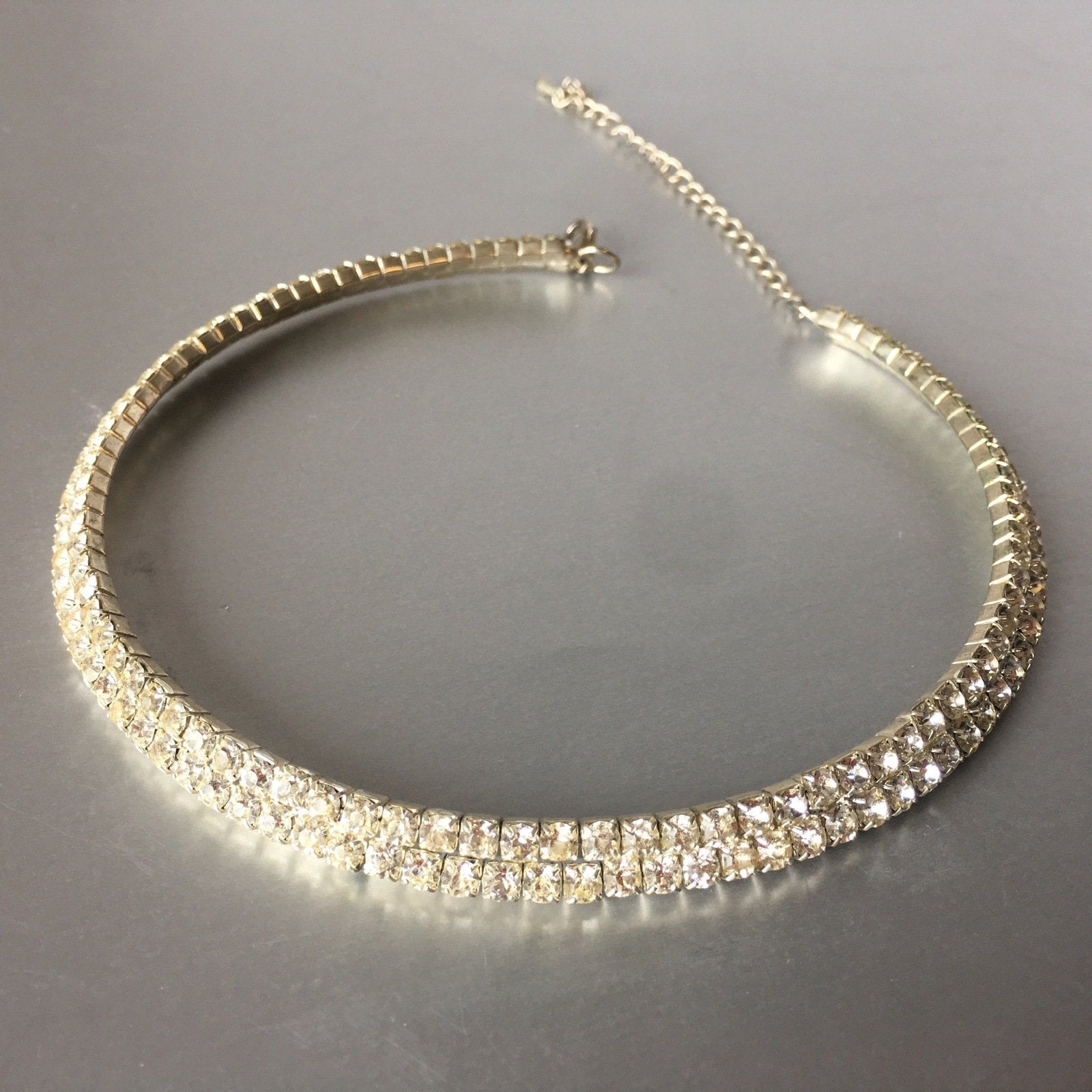 Sparkling Ice Diamond Rhinestones Choker Necklace Vintage Jewelry