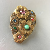 Colorful Floral Dress Clip Antique Pin Vintage Jewelry