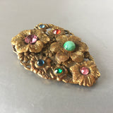 Colorful Floral Dress Clip Antique Pin Vintage Jewelry