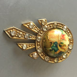 Victorian Couple Porcelain Dress Clip Pin Vintage Jewelry