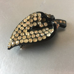 Black Sparkly Rhinestone Dress Clip Pin Vintage Jewelry