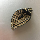 Black Sparkly Rhinestone Dress Clip Pin Vintage Jewelry