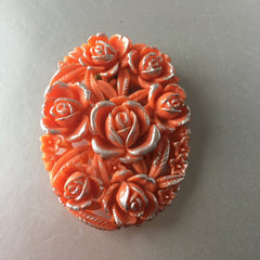Floral Celluloid Dress Clip Pin Vintage Jewelry made in USA