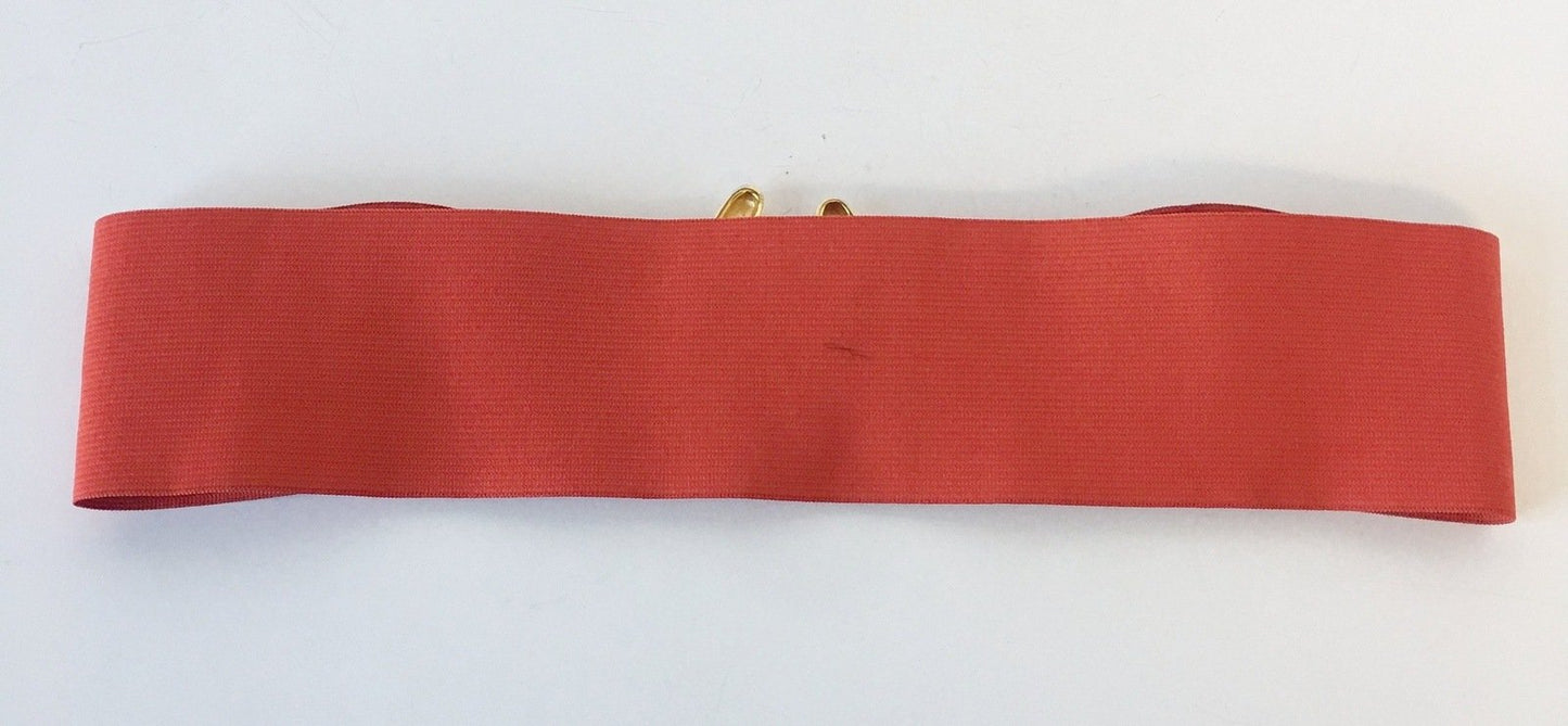 Red Stretch Belt Golden Buckle Vintage Accessories