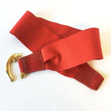 Red Stretch Belt Golden Buckle Vintage Accessories