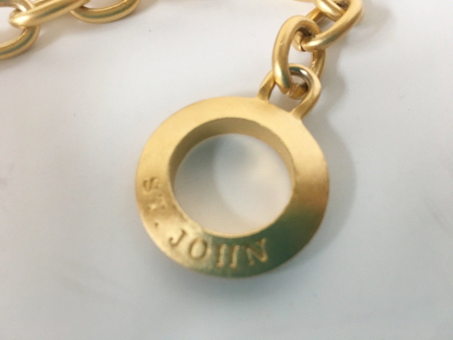 St. John Brushed Golden Metal Link Belt Vintage Accessory