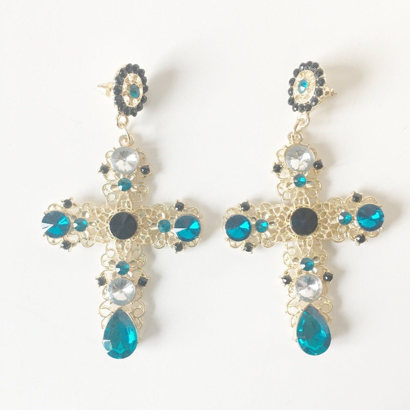 Sparkling Rhinestones Cross Earrings