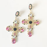 Sparkling Rhinestones Cross Earrings