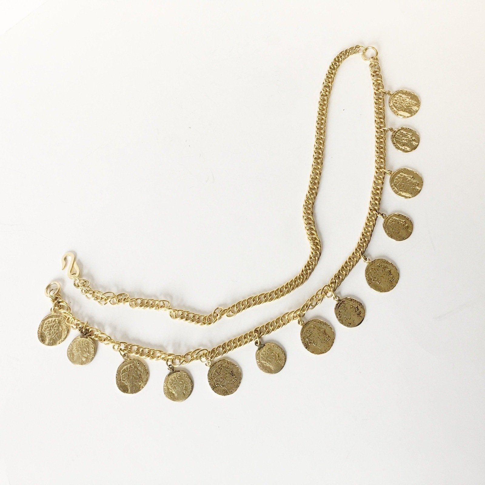 Goddess Coin Golden Chain Link Necklace Belt