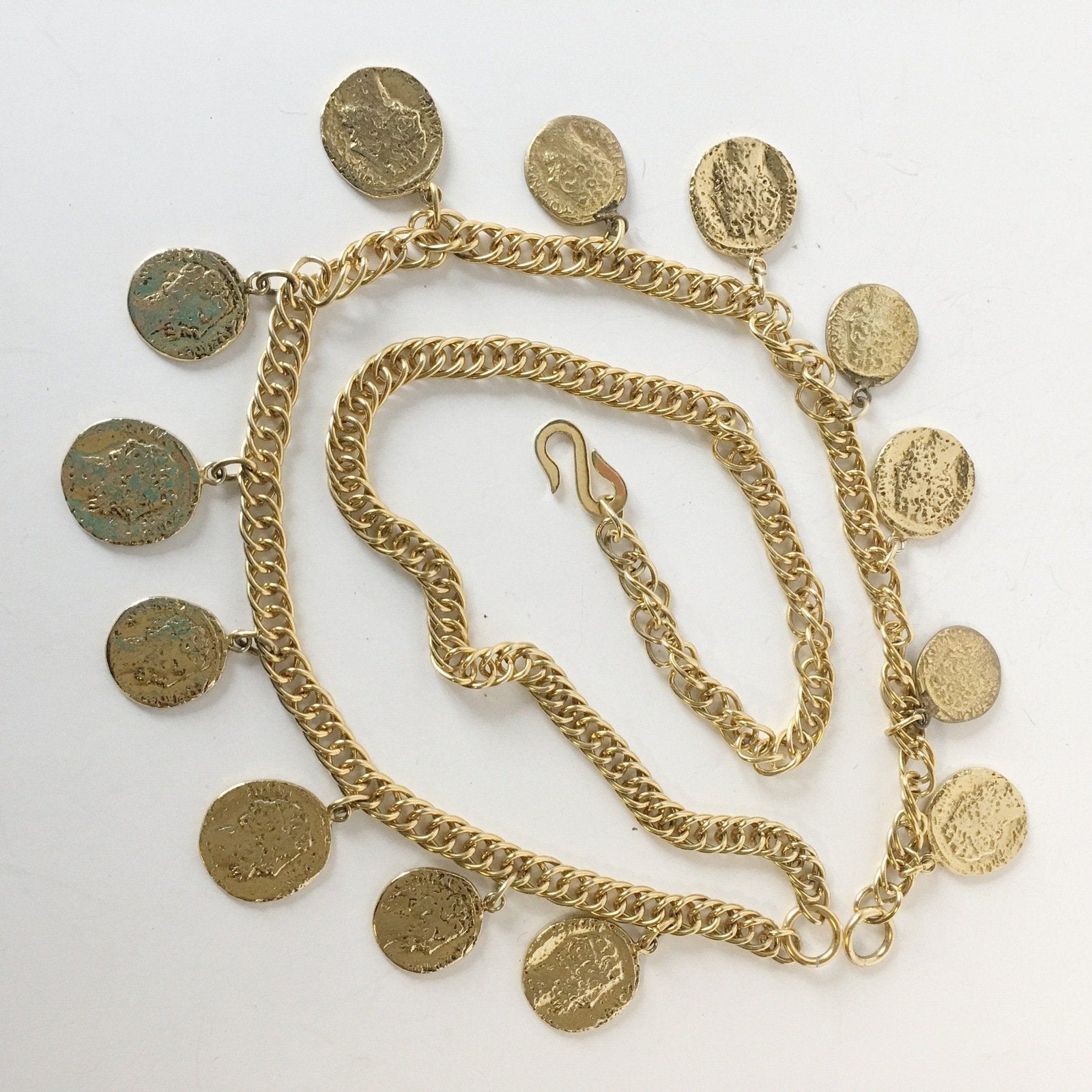 Goddess Coin Golden Chain Link Necklace Belt