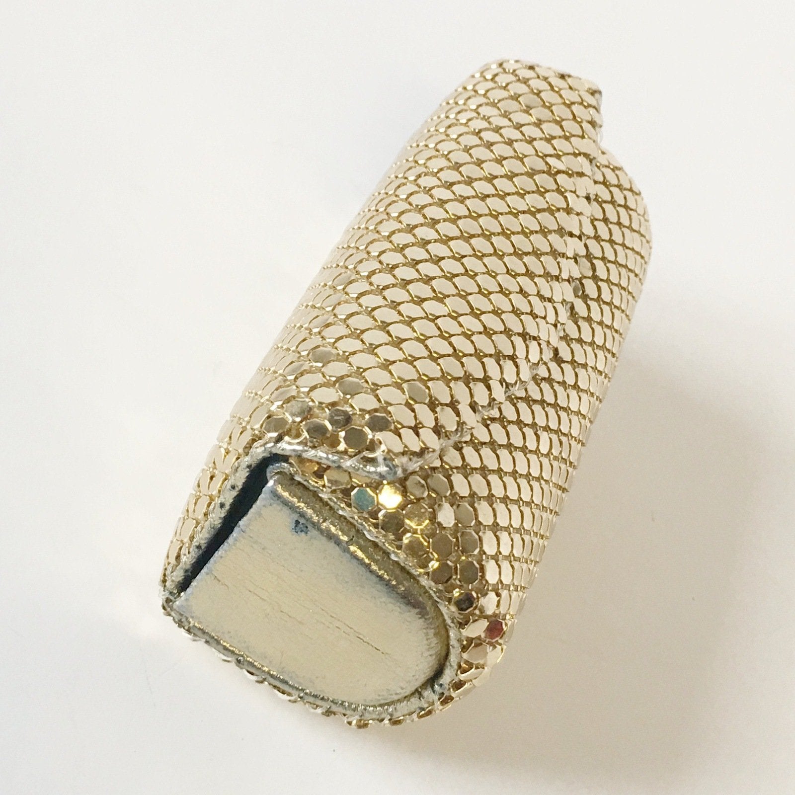 Golden Mesh Metal Lipstick Case Vintage Accessories