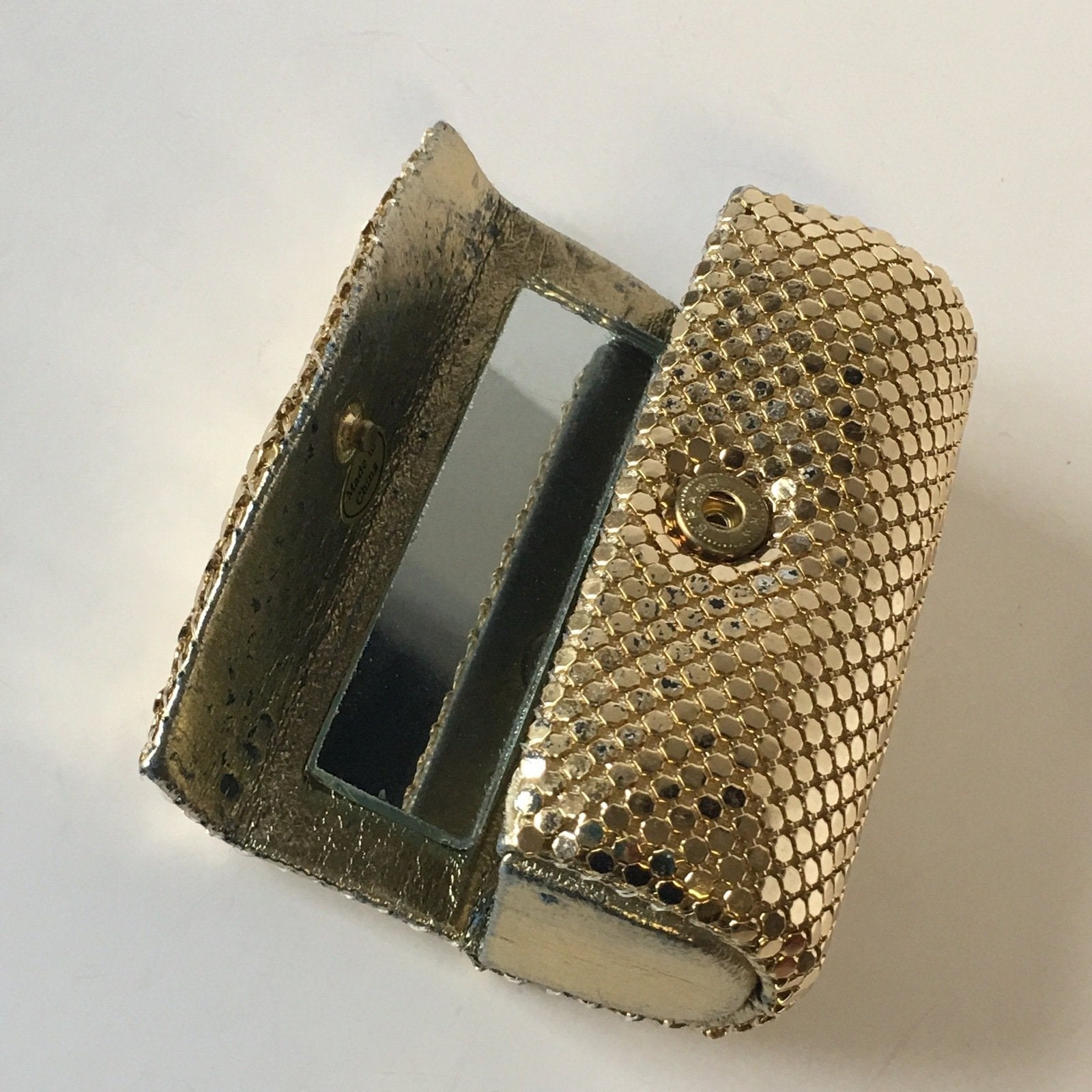 Golden Mesh Metal Lipstick Case Vintage Accessories