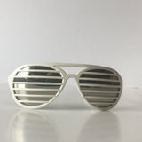 Mirrored Lenses 80s Slats Glasses White Plastic Frame Iconic Sunglasses