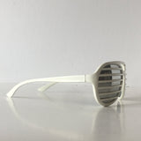 Mirrored Lenses 80s Slats Glasses White Plastic Frame Iconic Sunglasses