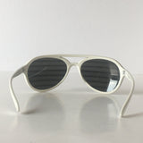 Mirrored Lenses 80s Slats Glasses White Plastic Frame Iconic Sunglasses