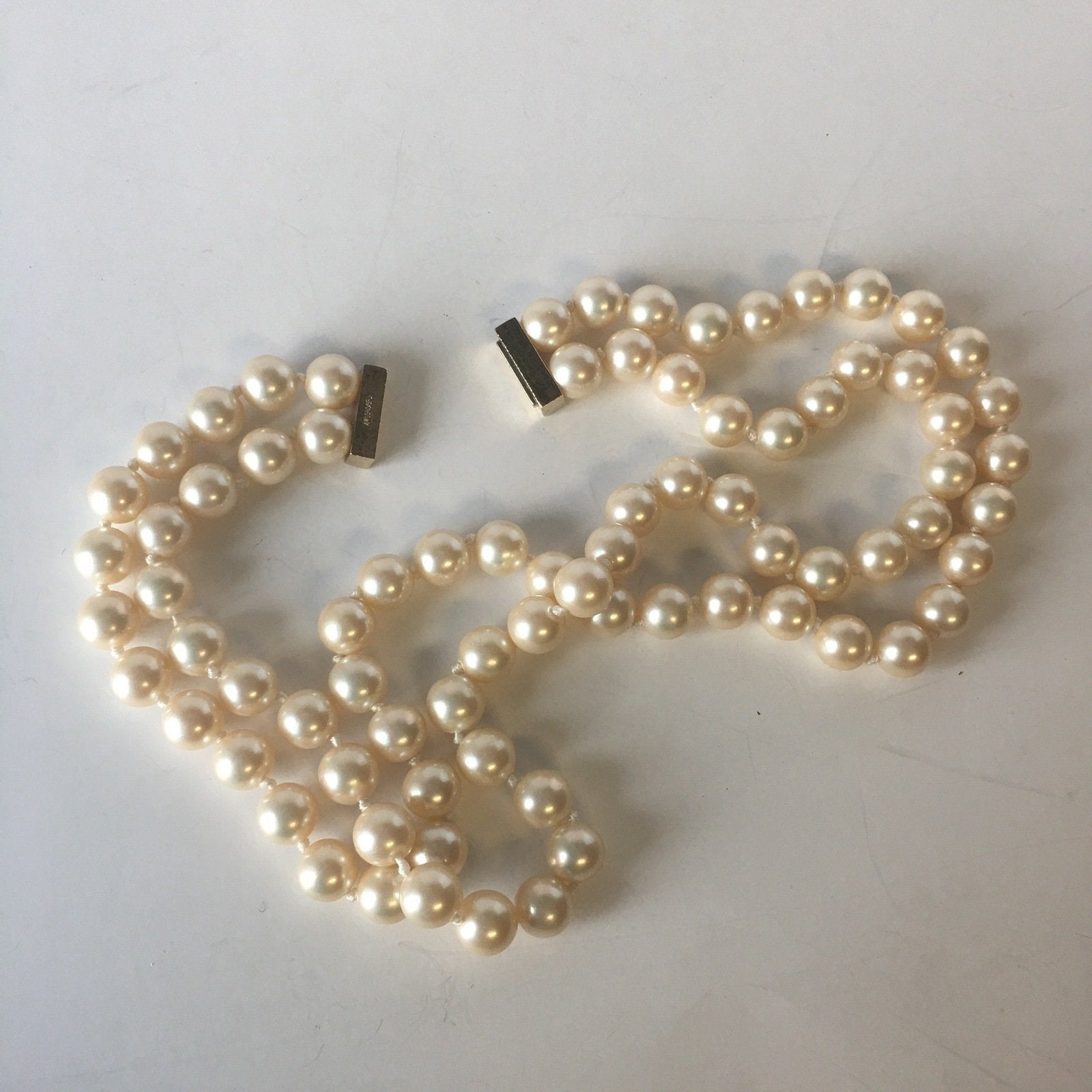 Monet Pearls Beaded Necklace Rhinestone Clasp Vintage Jewelry