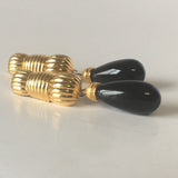 Fendi Black Gold Clip on Earrings Vintage Jewelry