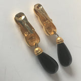 Fendi Black Gold Clip on Earrings Vintage Jewelry