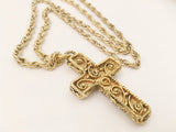 Green Jadeite Cross Pendant Chain Necklace Figural Vintage Jewelry