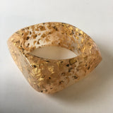 Golden Leaves Clear Resin Bangle Bracelet Contemporary Jewelry