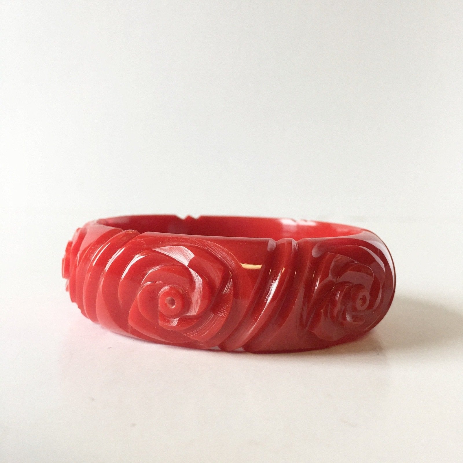 Floral Carved Resin Bangle Bracelet Contemporary Jewelry