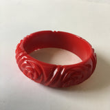 Floral Carved Resin Bangle Bracelet Contemporary Jewelry