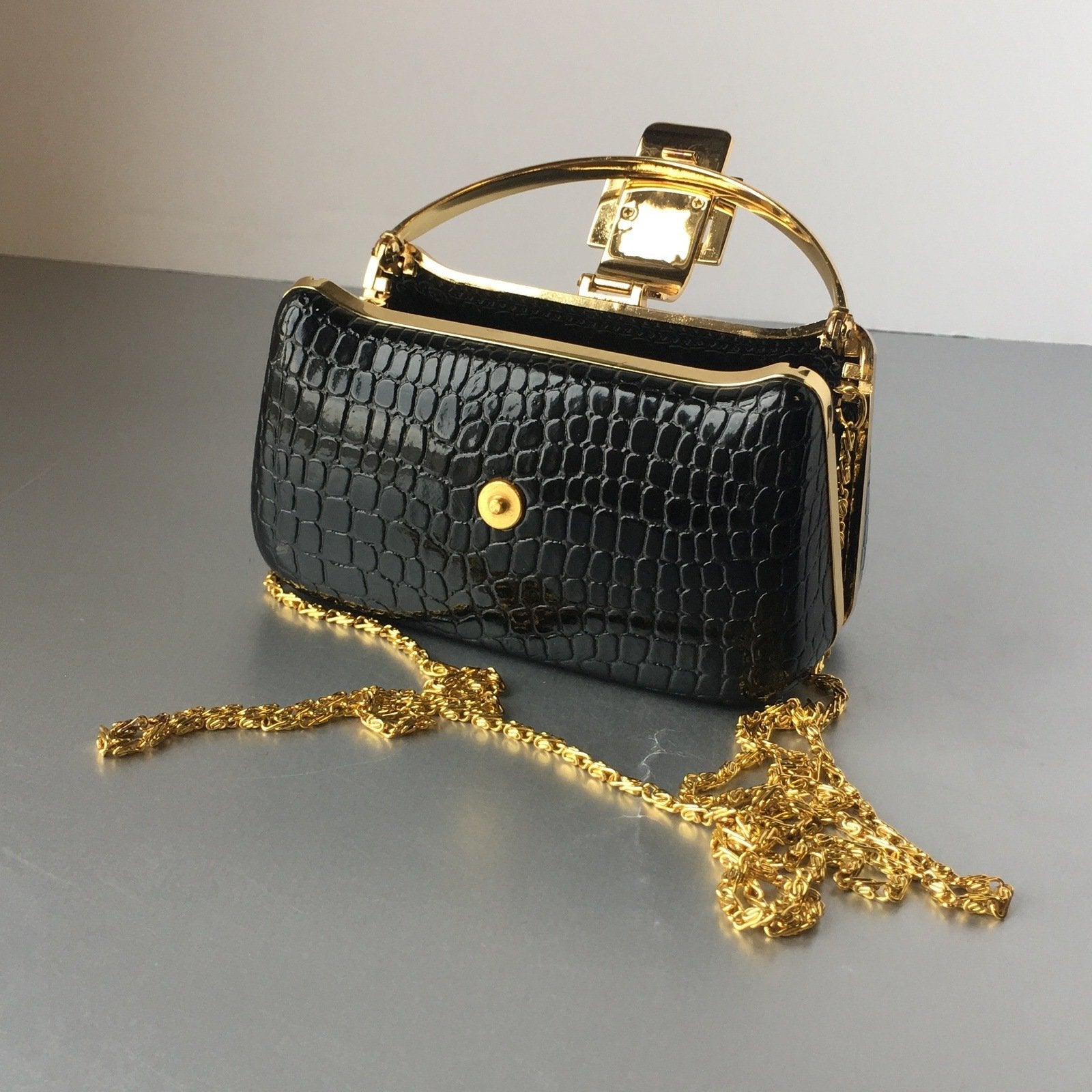 Tiny Clutch Bag Minaudiere Golden Chain Purse Handbag