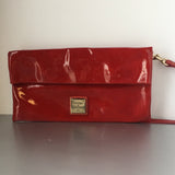 Dooney & Bourke Red Patent Leather Fold-over Clutch Shoulder Bag