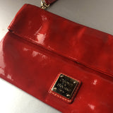 Dooney & Bourke Red Patent Leather Fold-over Clutch Shoulder Bag