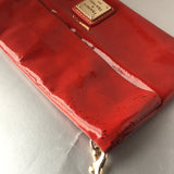 Dooney & Bourke Red Patent Leather Fold-over Clutch Shoulder Bag